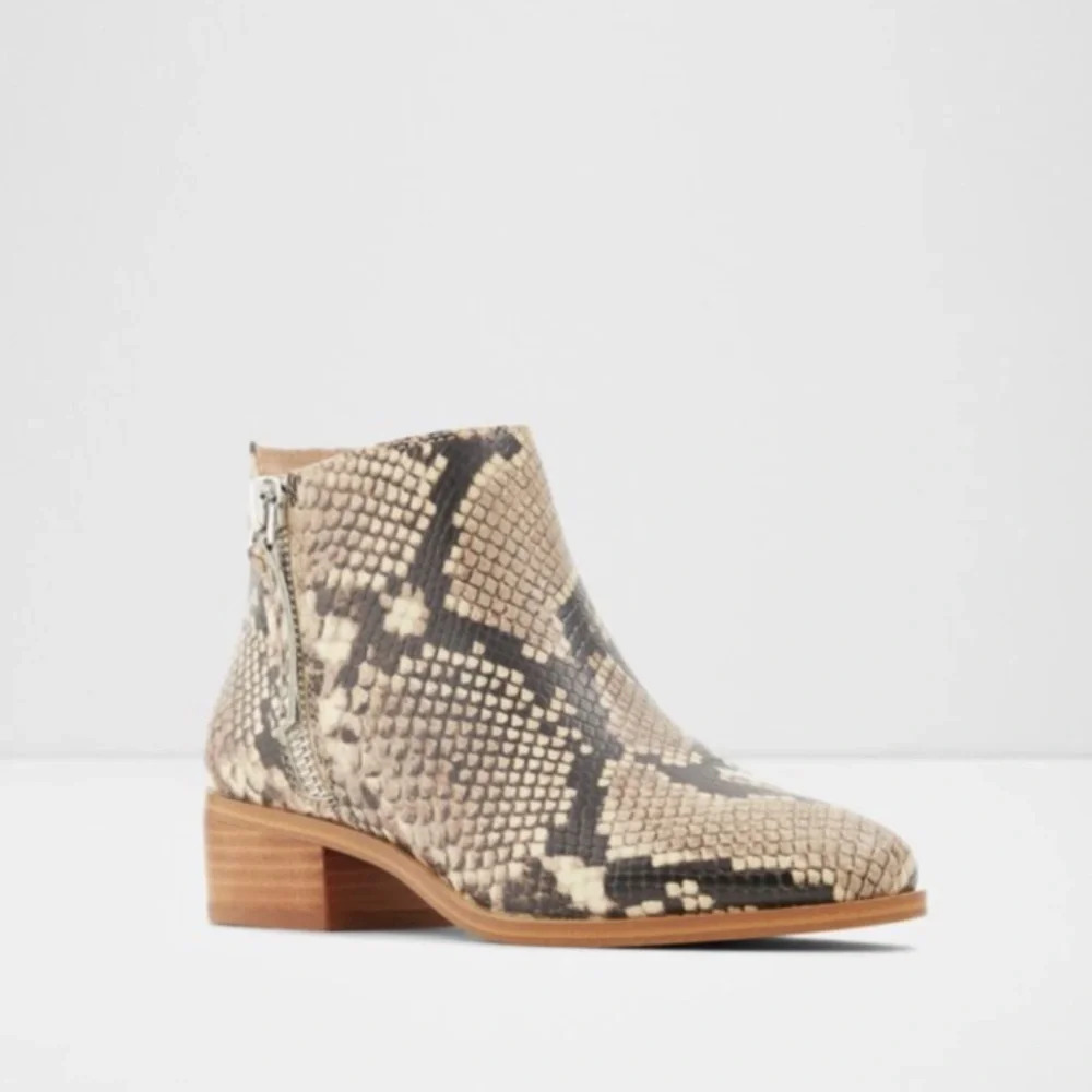 Aldo snake print leather boots